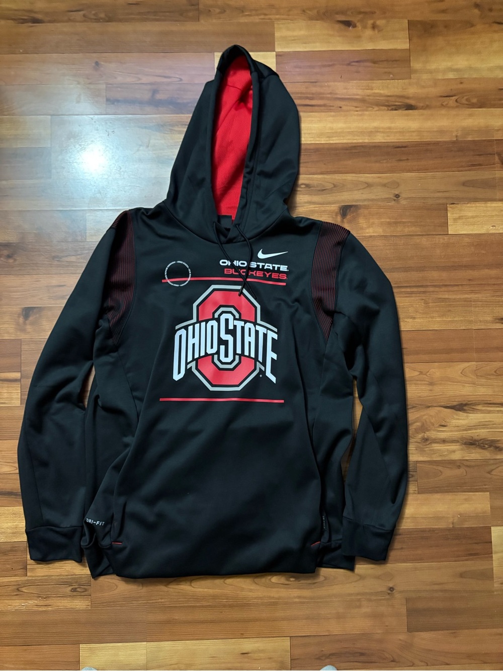 Nike Men's Ohio State Black and Red Pullover Hoodie